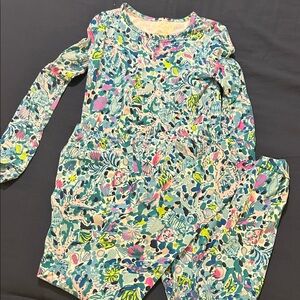 Lilly Pulitzer Girls Multicolor Floral & Sea Life Long Sleeve Pajama Set